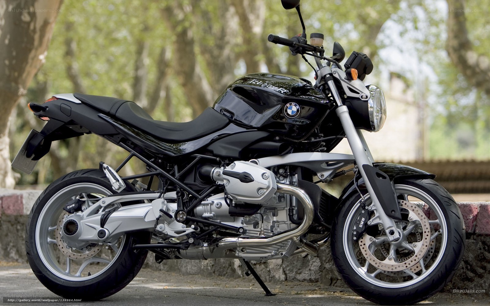 Black BMW motorcycle parked
