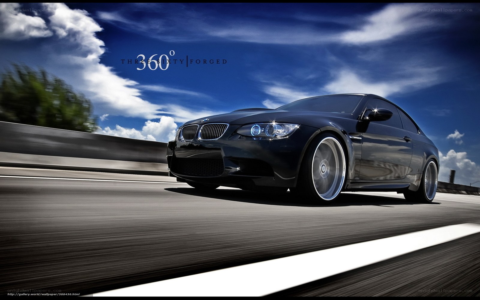 Black BMW on a highway