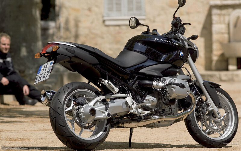 Black BMW R1200R motorcycle