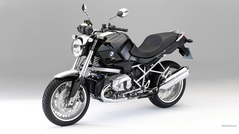 Black BMW R1200R motorcycle