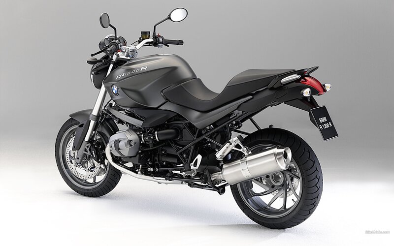 Black BMW R1200R Motorcycle — Neutral, Photograph, Exhaust Pipe