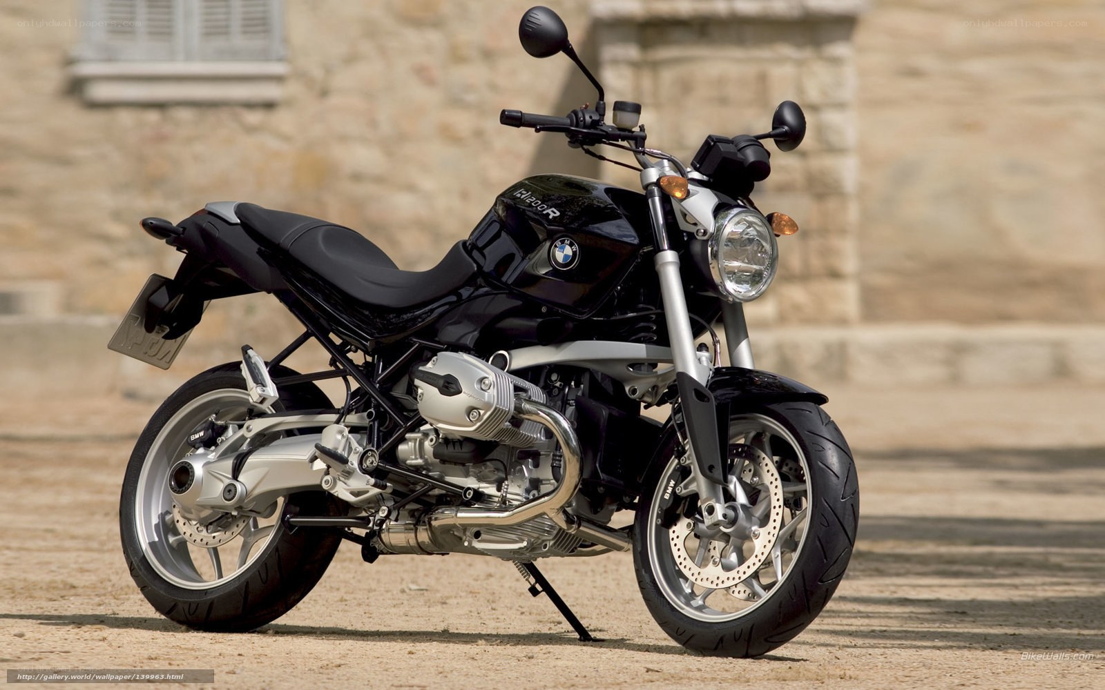 Black BMW R1200R motorcycle