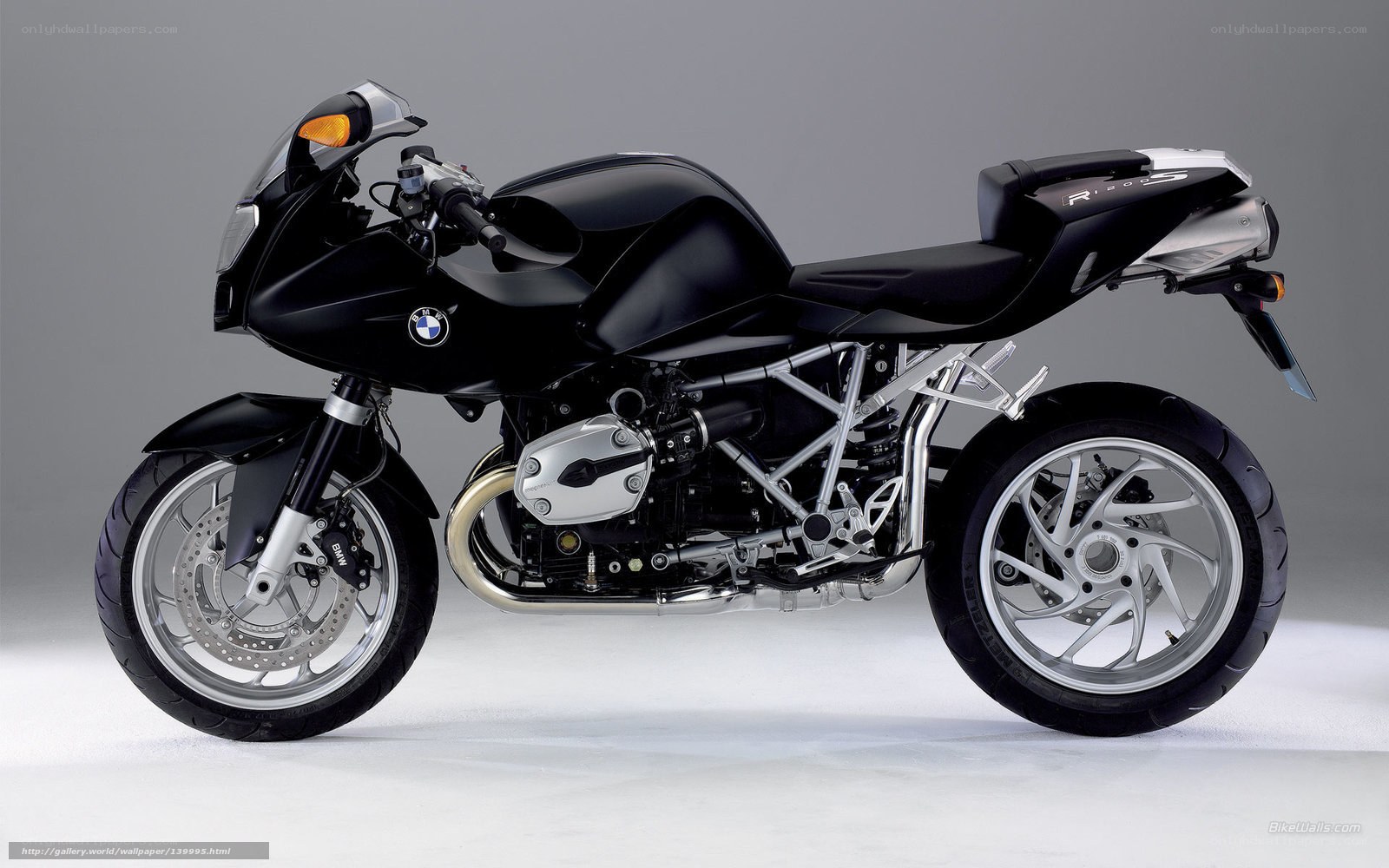 Black BMW R1200S motorcycle