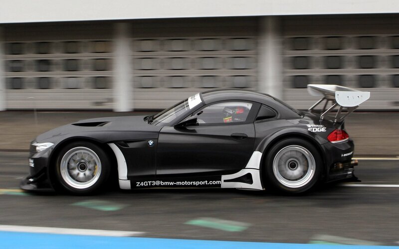 Black BMW race car on track