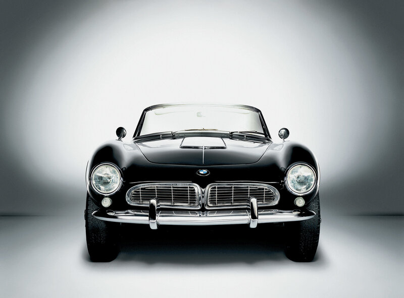Black BMW roadster front view