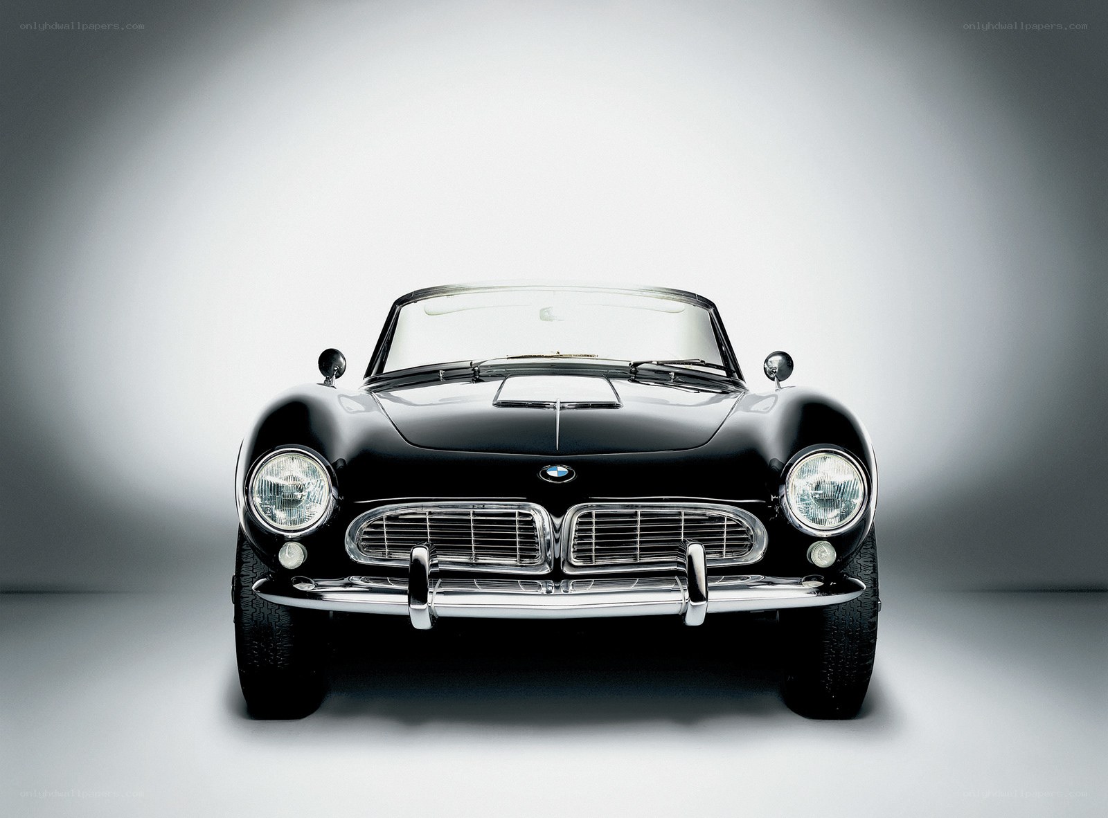 Black BMW roadster front view