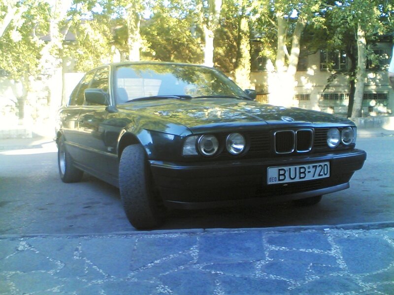 Black BMW Sedan — Calm, Afternoon, Photograph, Trees, Building