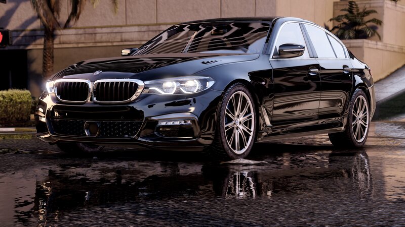 Black BMW Sedan — Dramatic, Night, 3d Render