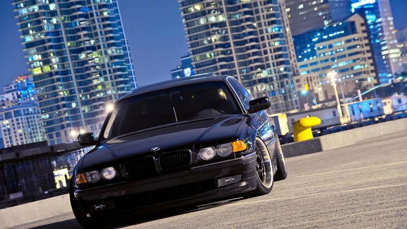 Black BMW Sedan — Dramatic, Night, Photograph