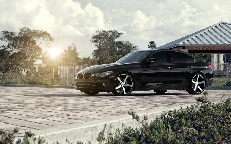 Black BMW Sedan — Dramatic, Sunset, Photograph, Car, Pavement