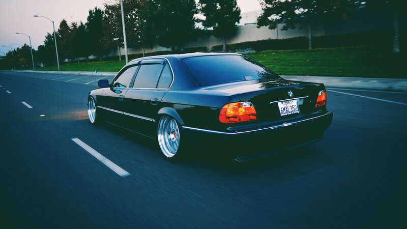 Black Bmw Sedan — Dramatic, Sunset, Photograph, Car, Road