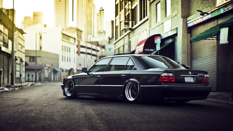 Black Bmw Sedan — Dramatic, Sunset, Photograph, City Street