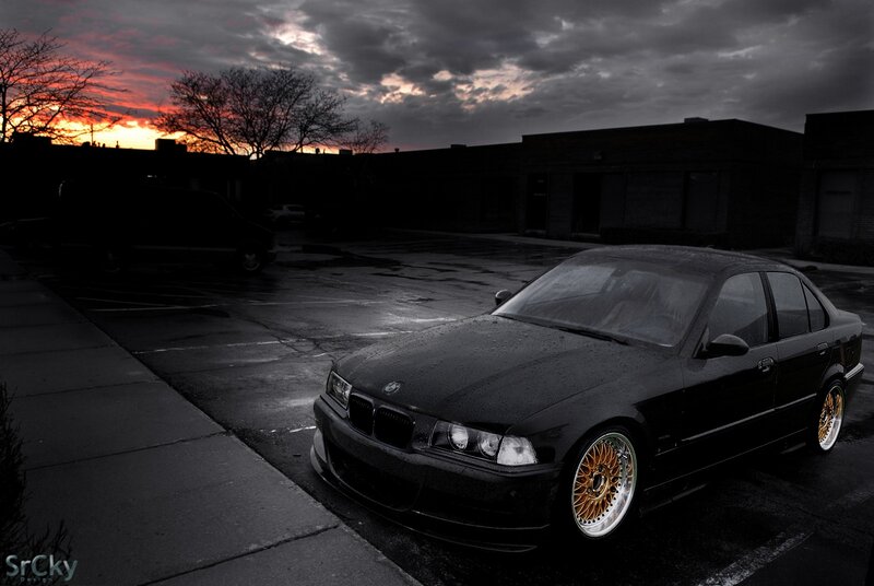 Black Bmw Sedan — Dramatic, Sunset