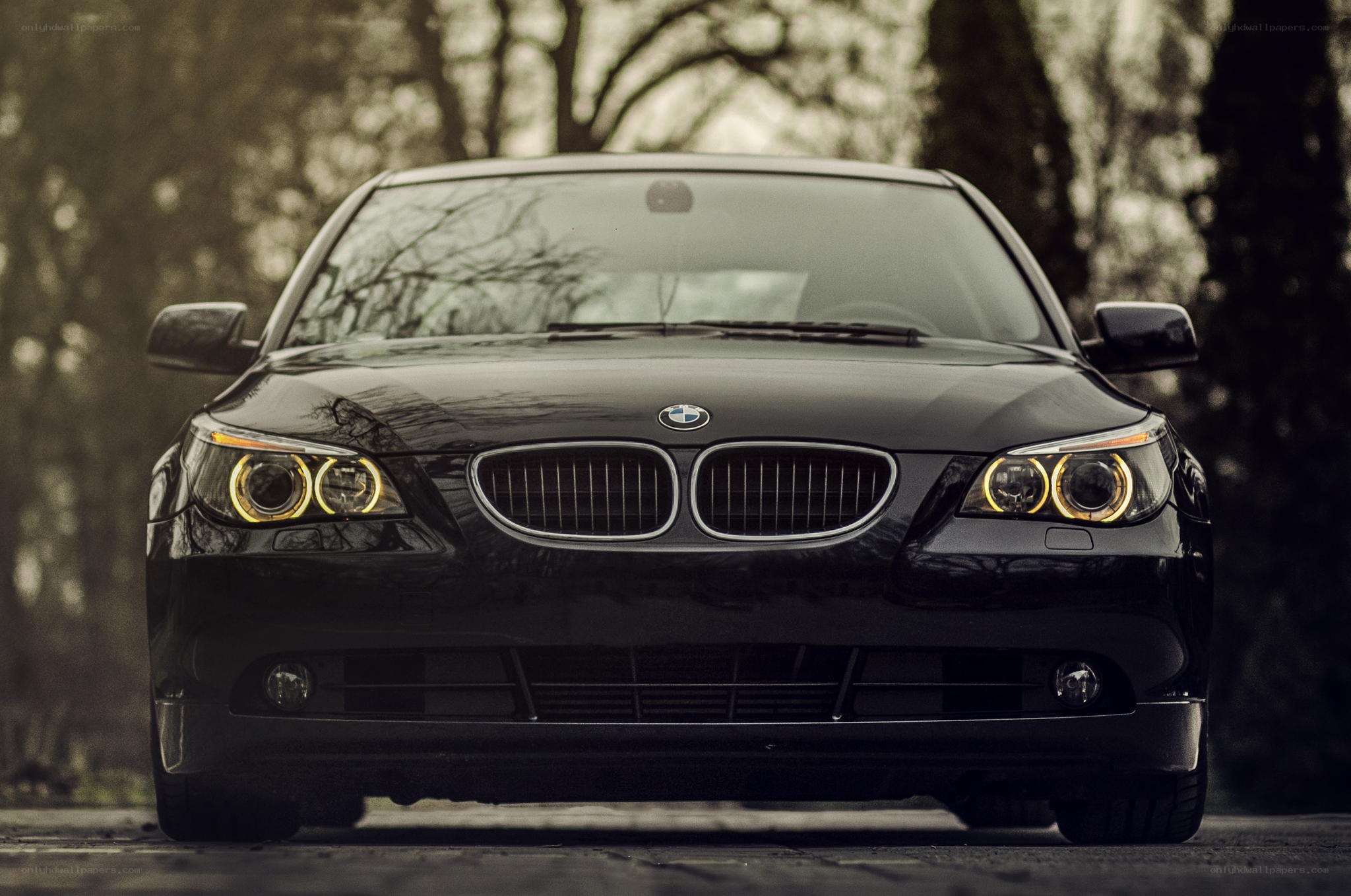 Black BMW sedan front view