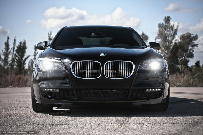 Black BMW sedan front view