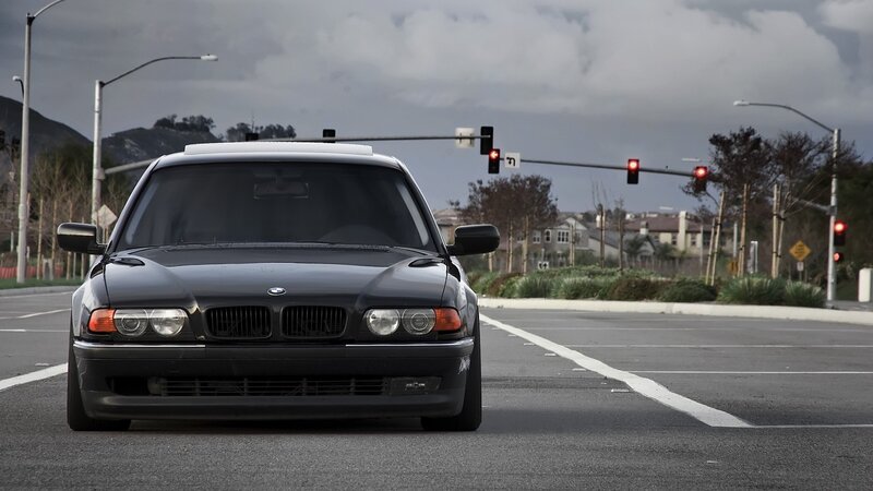 Black BMW Sedan — Gray, Dramatic, Afternoon