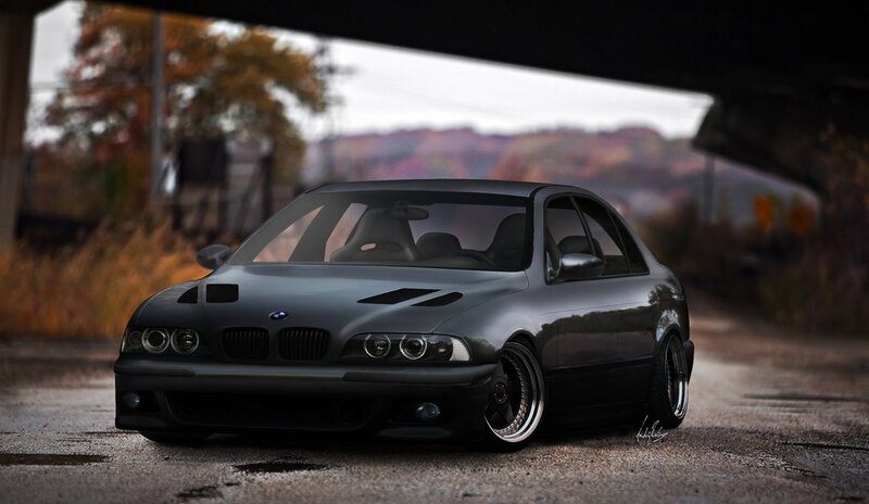 Black BMW Sedan — Gray, Dramatic, Autumn