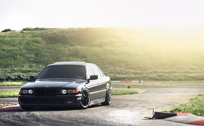 Black BMW Sedan — Gray, Dramatic