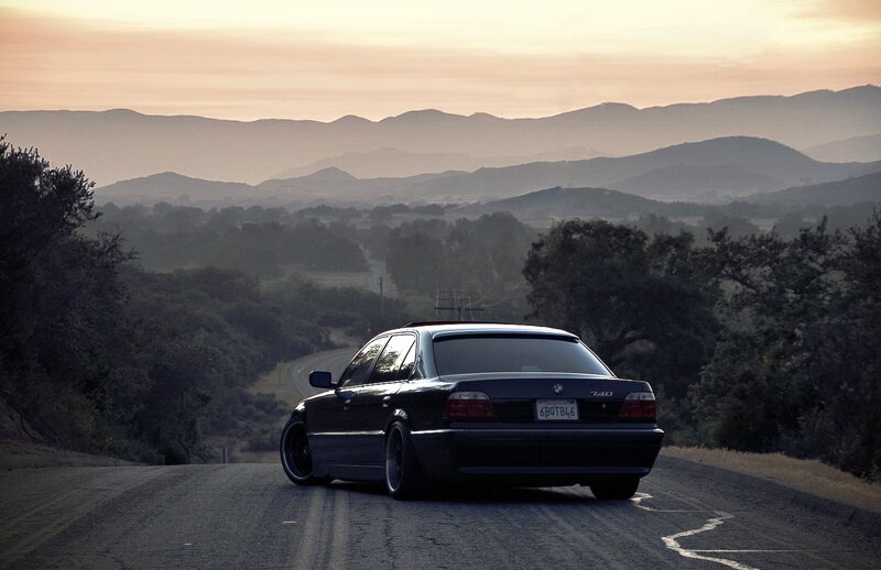 Black BMW Sedan — Gray, Serene, Sunset, Photograph, Car