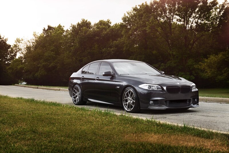 Black BMW Sedan — Gray, Serene, Sunset