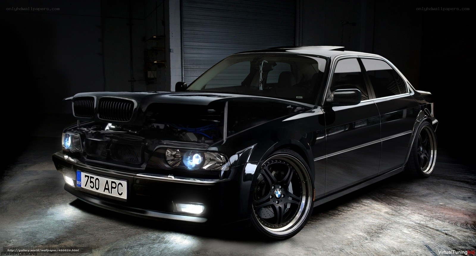 black bmw sedan in garage