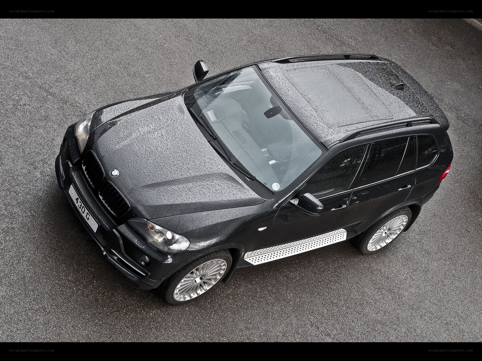 black bmw suv from above