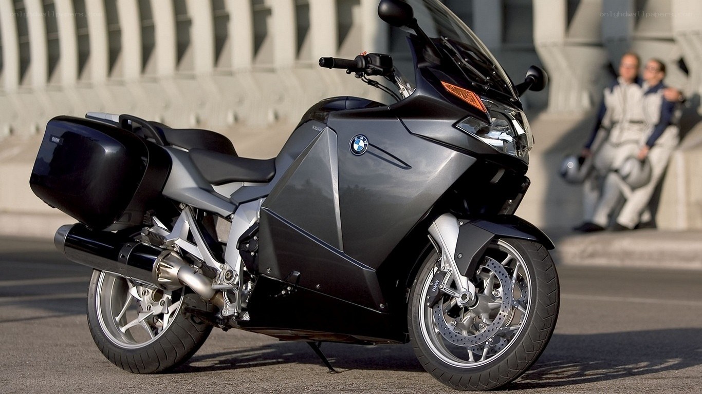 Black BMW touring motorcycle