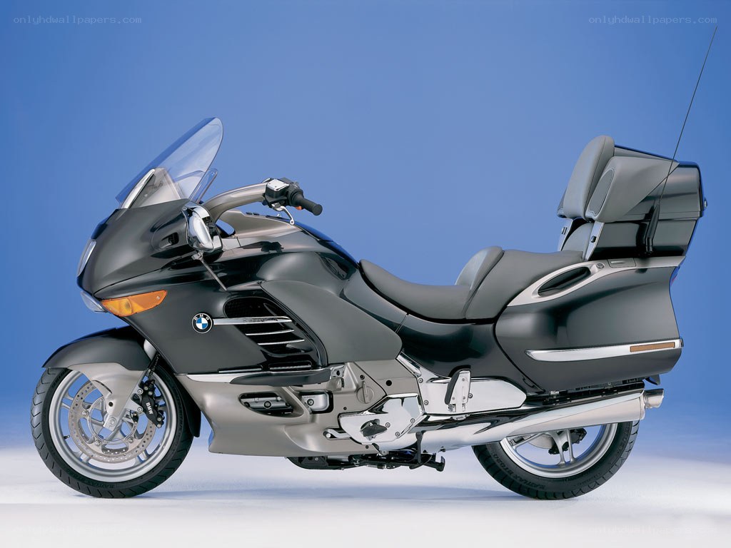 black BMW touring motorcycle