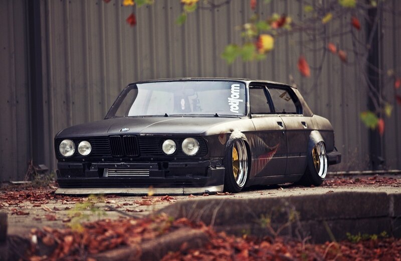 black bmw with custom graphics