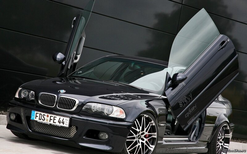 Black BMW with gullwing doors