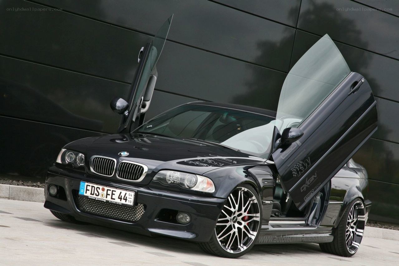 Black BMW with gullwing doors