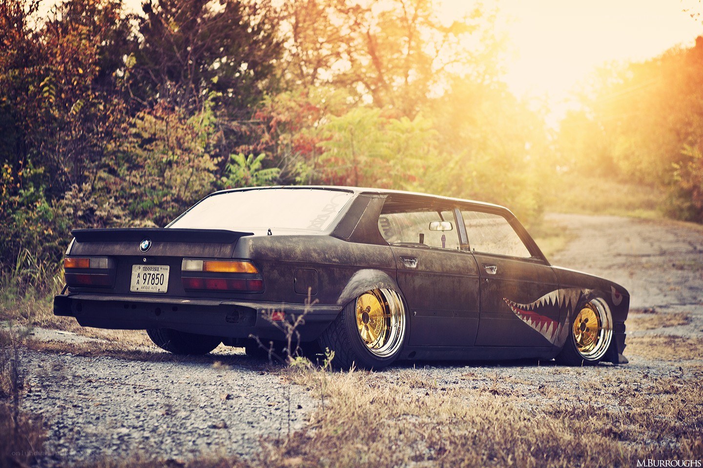 Black BMW with shark teeth