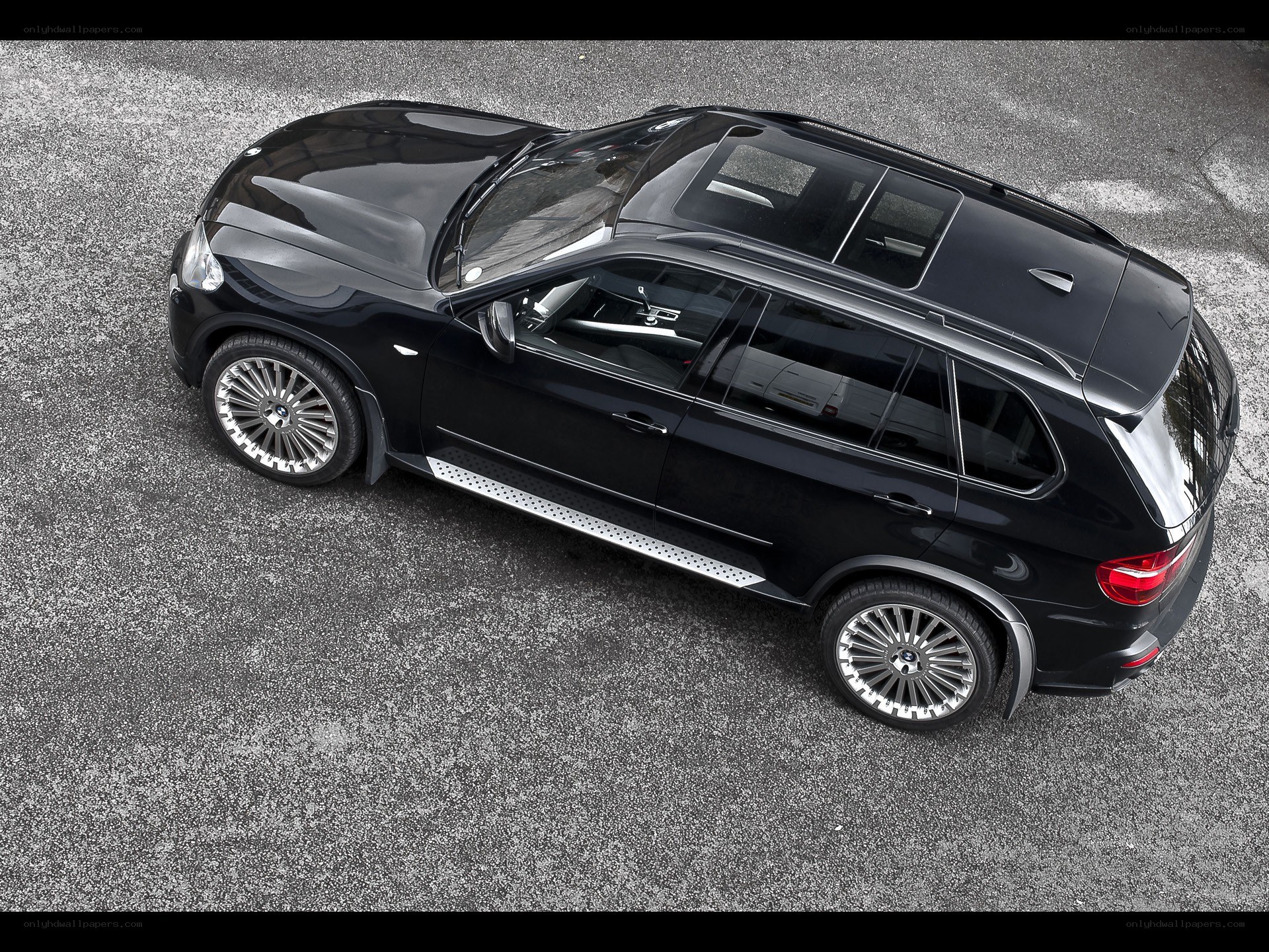 Black BMW X5 from above