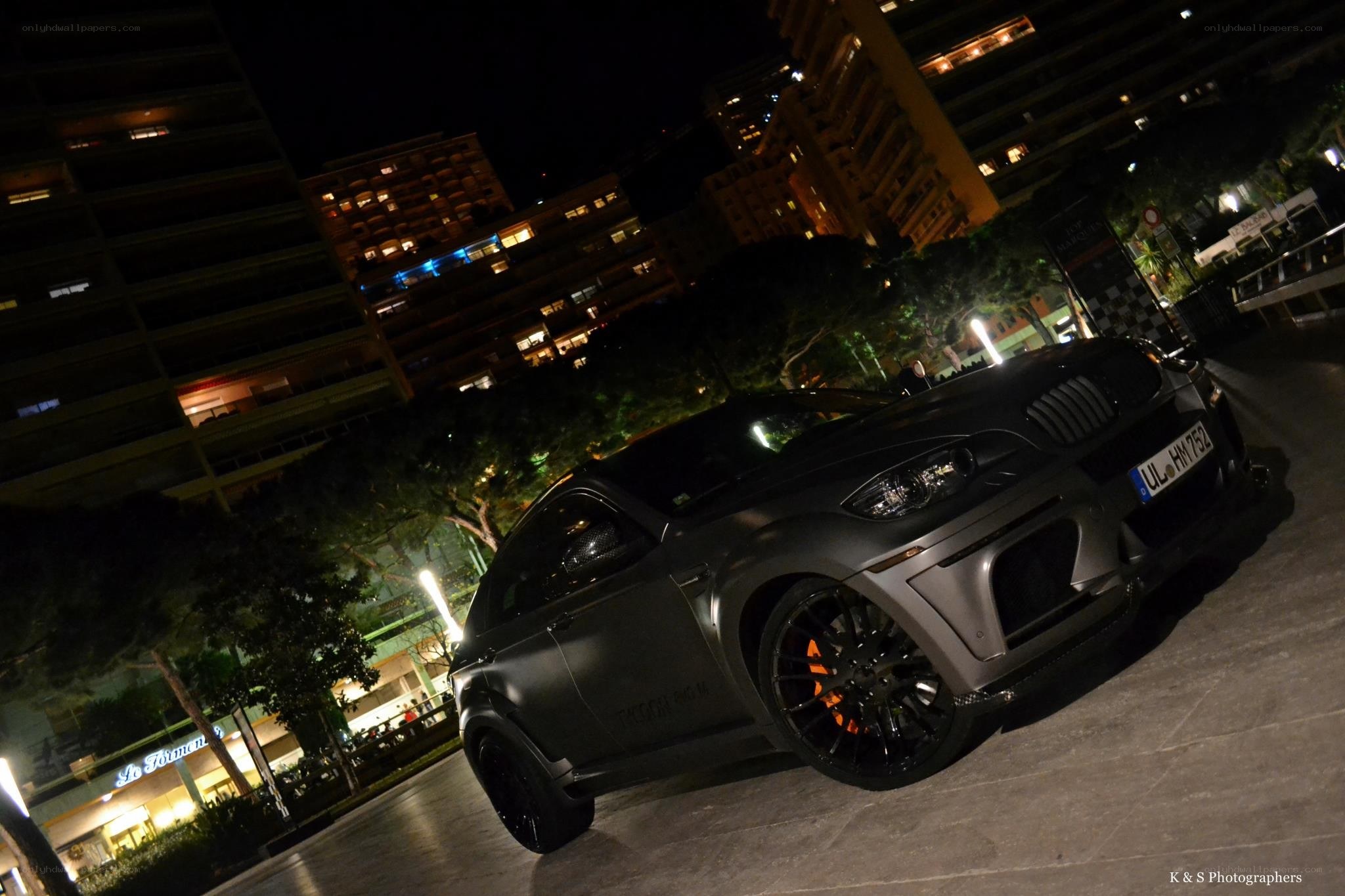 black bmw x6 m at night