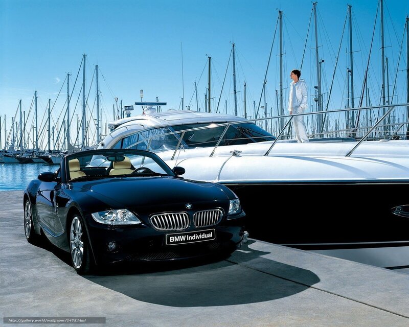 Black BMW Z4 at marina
