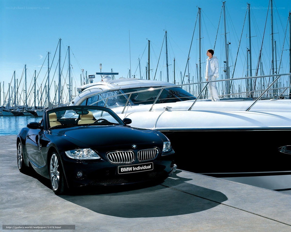 Black BMW Z4 at marina