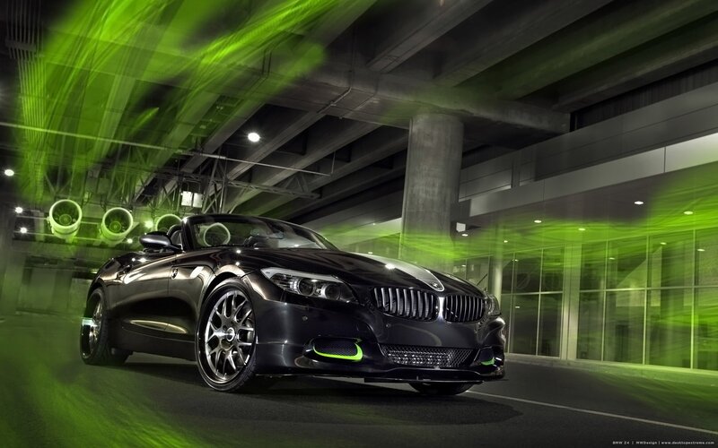 Black BMW Z4 in green light