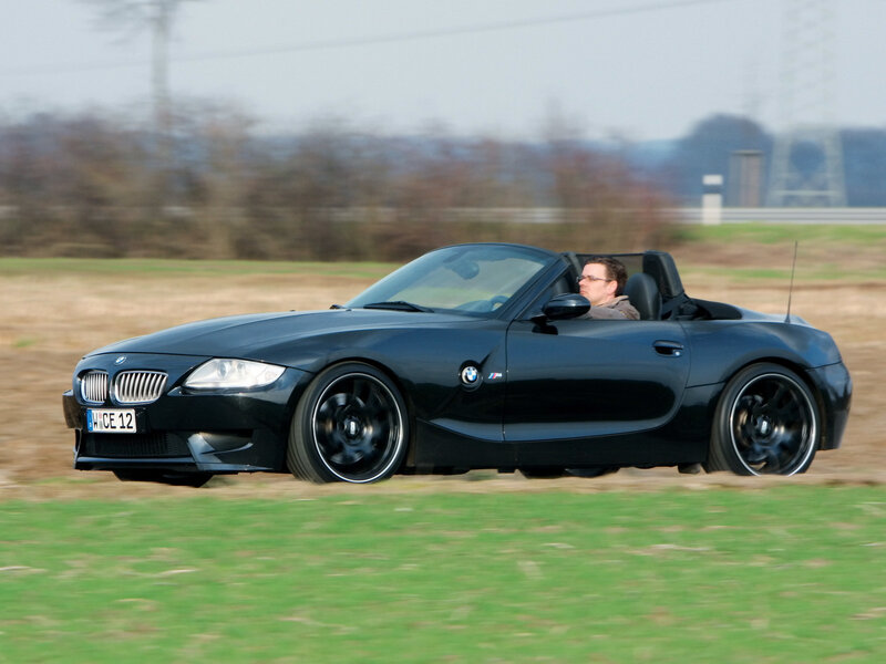 Black BMW Z4 M Roadster in motion