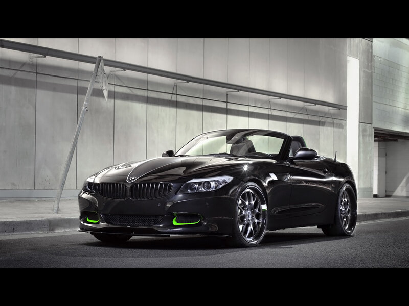 Black BMW Z4 with green accents
