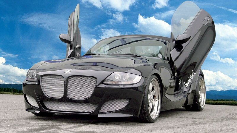 Black BMW Z4 with gullwing doors
