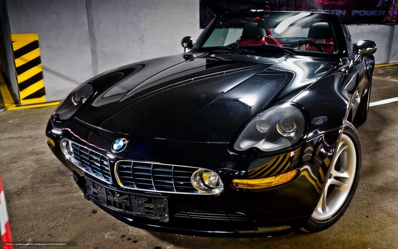 Black BMW Z8 in garage