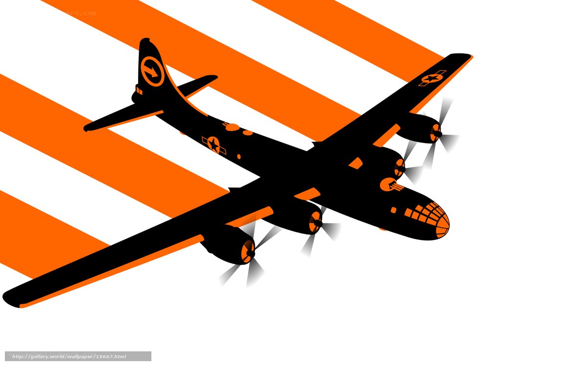 Black bomber plane on orange stripes