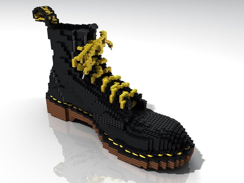 Black Boot Made of Blocks