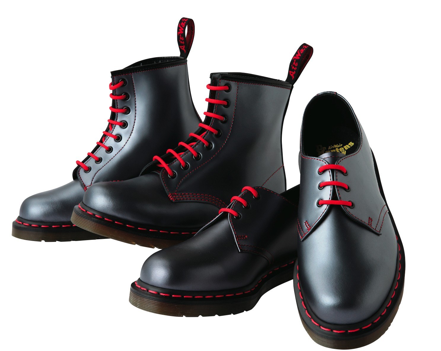 black boots with red laces
