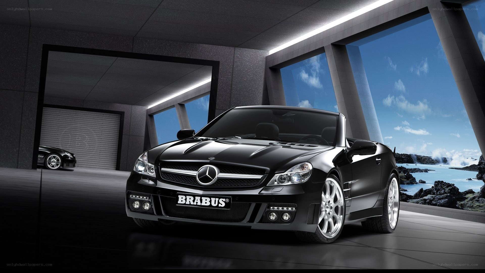Black Brabus convertible car