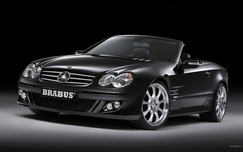 Black Brabus Convertible — Dramatic, Photograph, Car, Silver Wheels, Gray