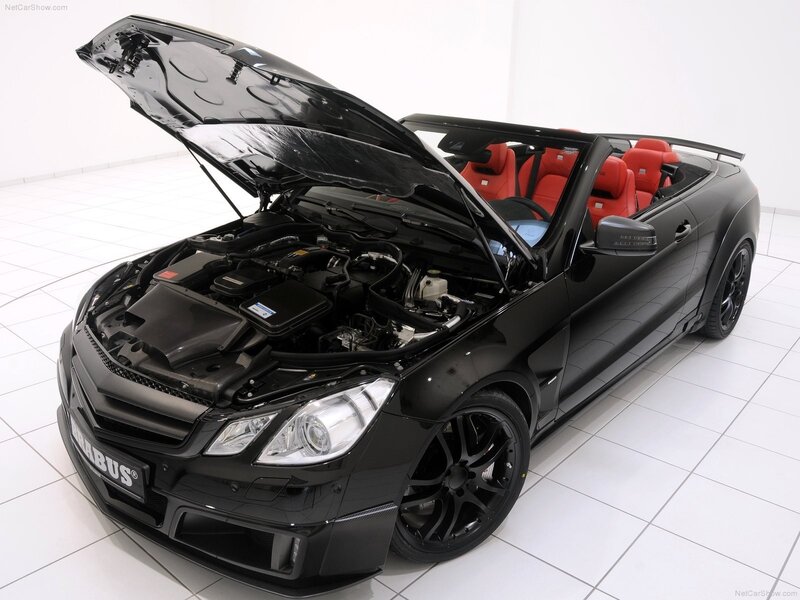Black Brabus convertible with open hood