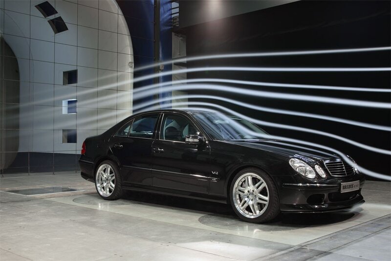 Black Brabus E63 in wind tunnel