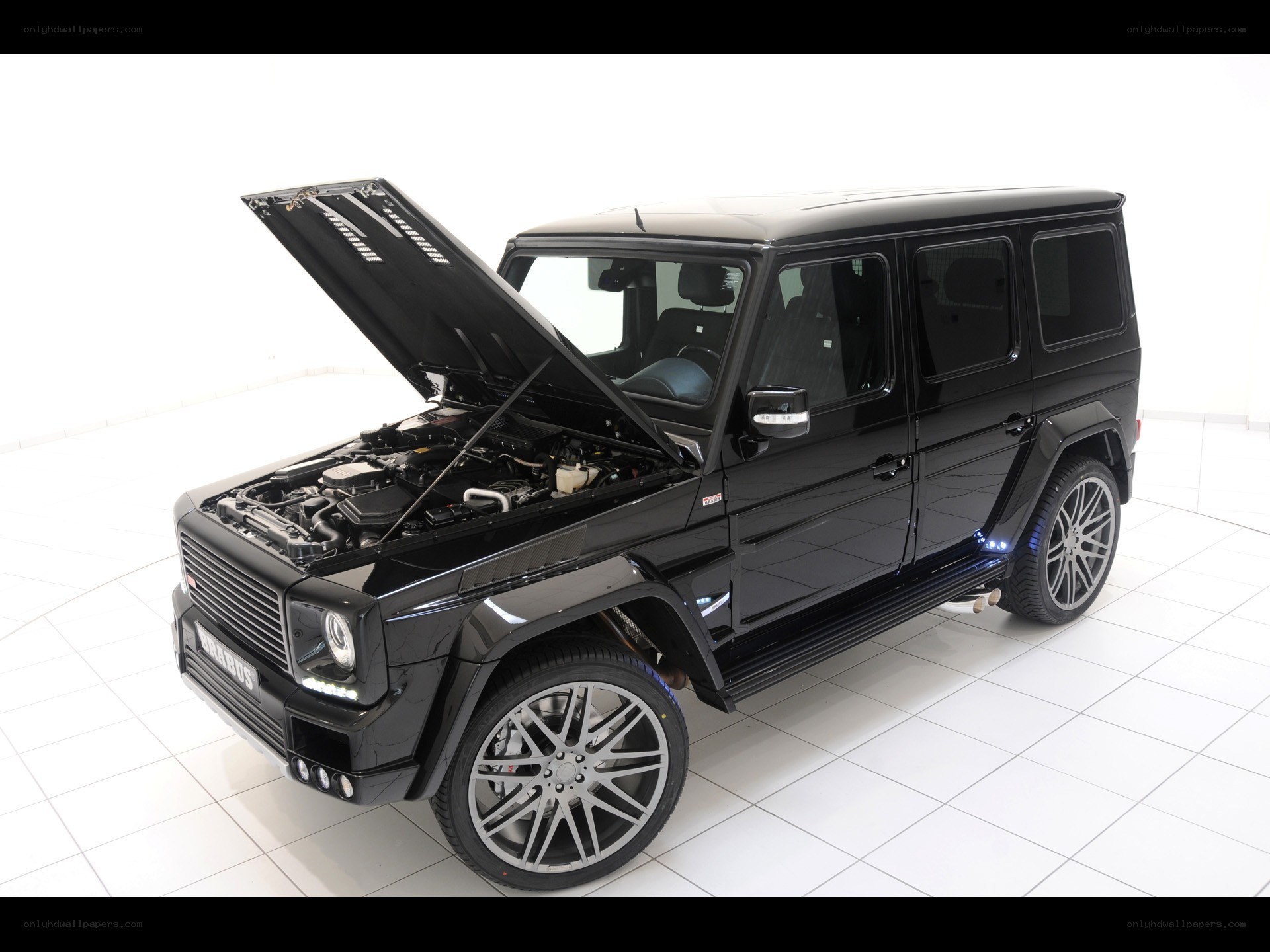 Black Brabus G-Wagon with open hood
