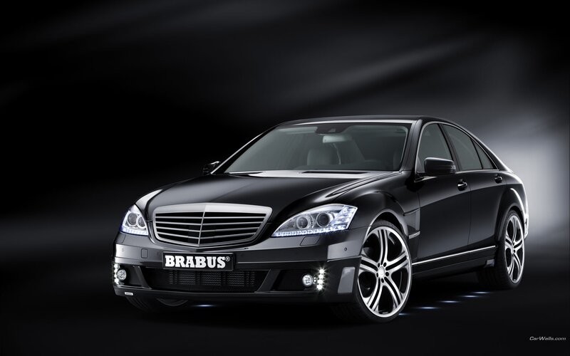 Black Brabus Sedan — Dramatic, Photograph, Car, Headlights